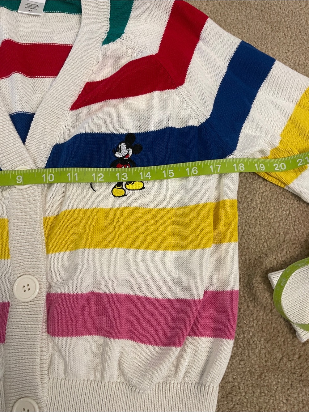 Disney 100 Multicolor Striped Mickey Cardigan XS Mickey Mouse - Picture 6 of 8